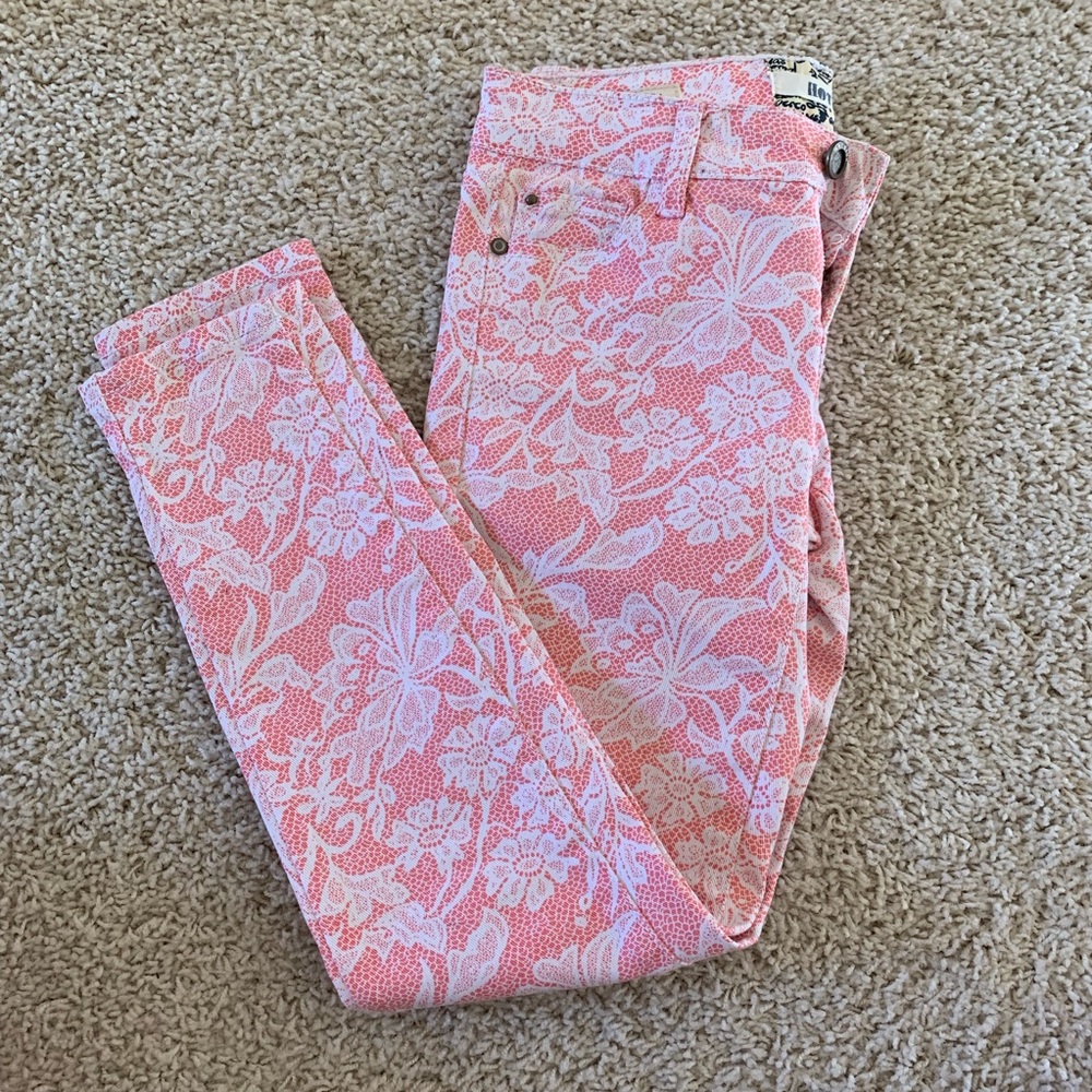 Pink Floral Skinny Jeans